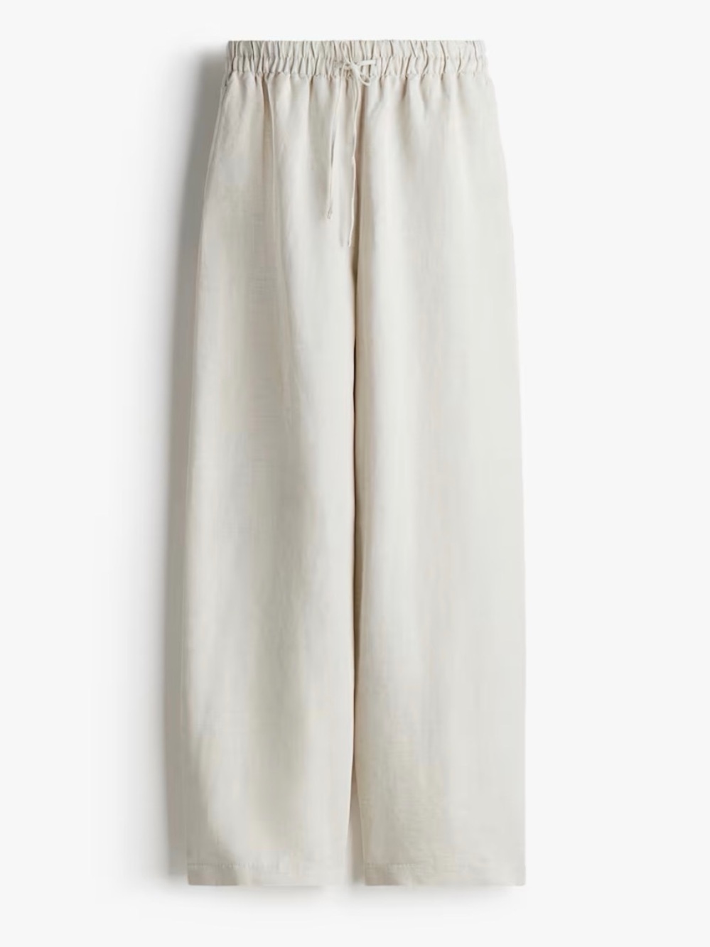 H&M Linen- blend Drawstring Pants in Light Beige (M)